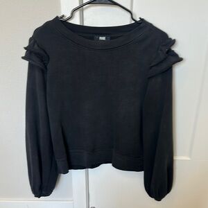 Black Ruffle Sleeve Top